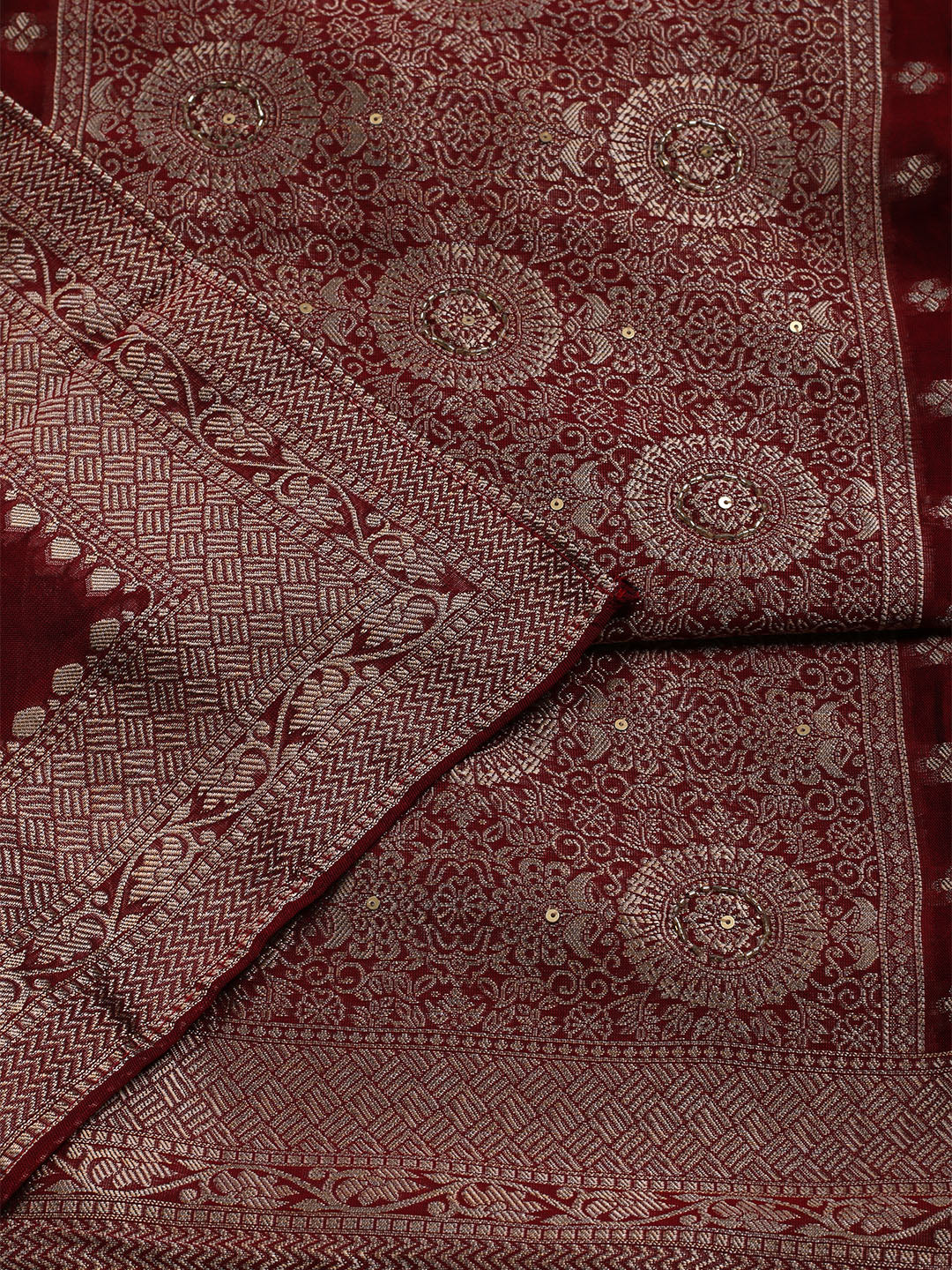 Woven Chanderi Unstitched Suit With Dupatta