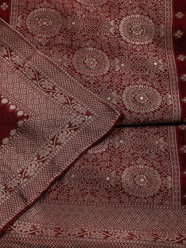 Woven Chanderi Unstitched Suit With Dupatta