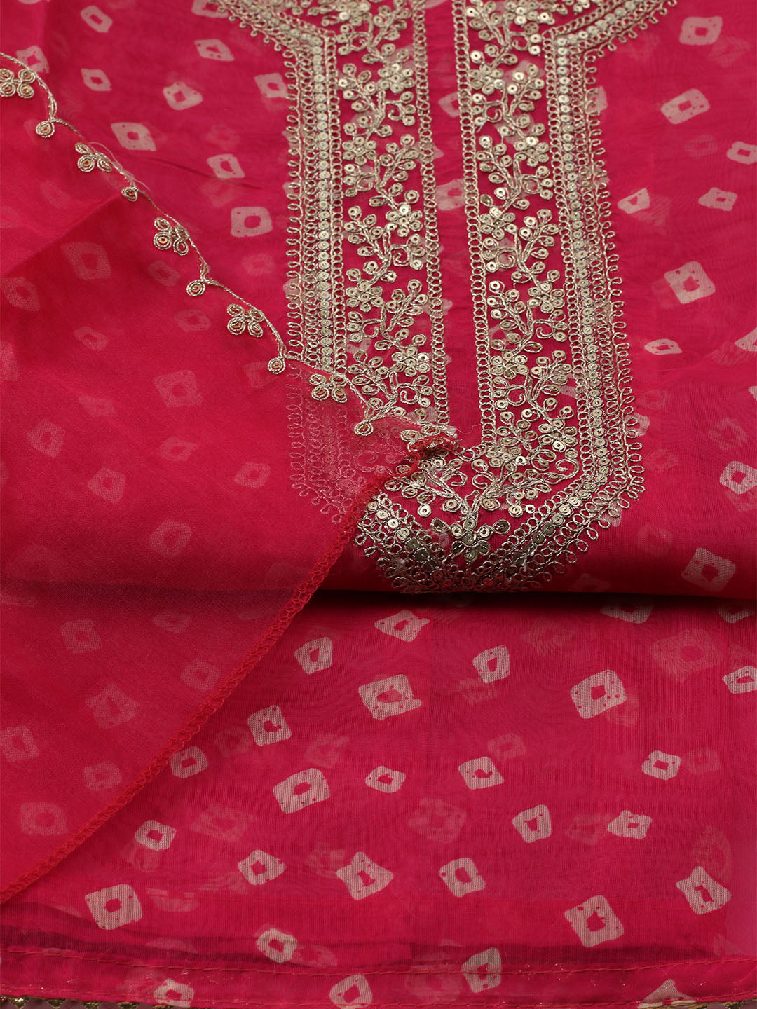 Embroidered Organza Unstitched Suit With Dupatta