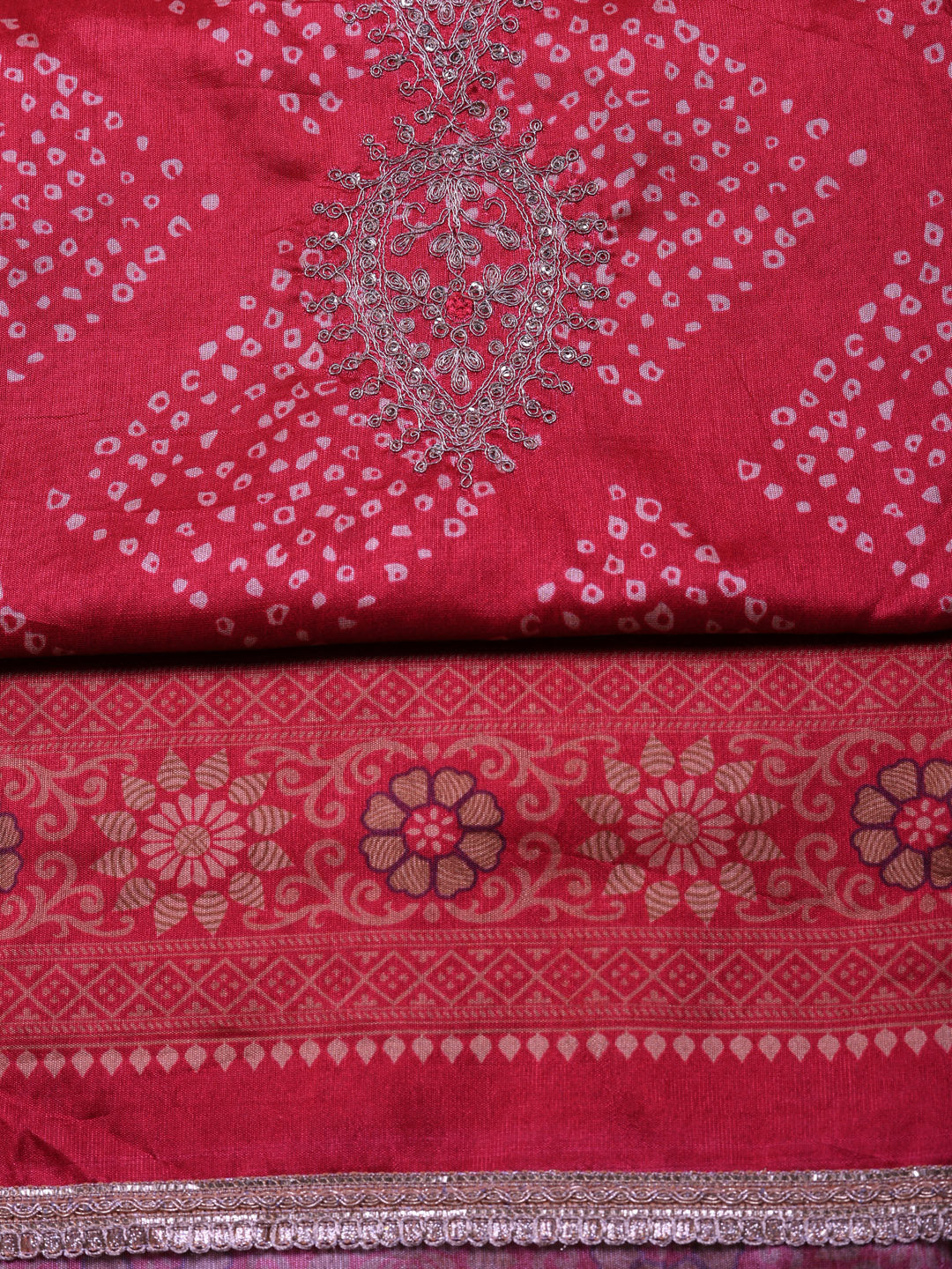 Embroidered Cotton Unstitched Suit With Pant &amp; Dupatta