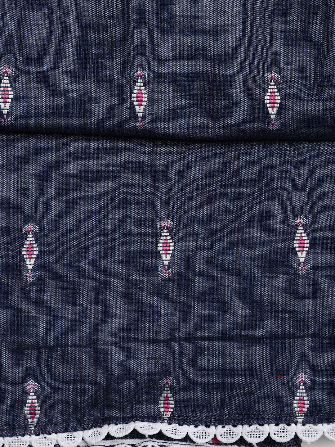 Neck Embroidered Cotton Blend Unstitched Suit With Dupatta