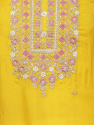 Neck Embroidered Organza Unstitched Suit Piece With Dupatta