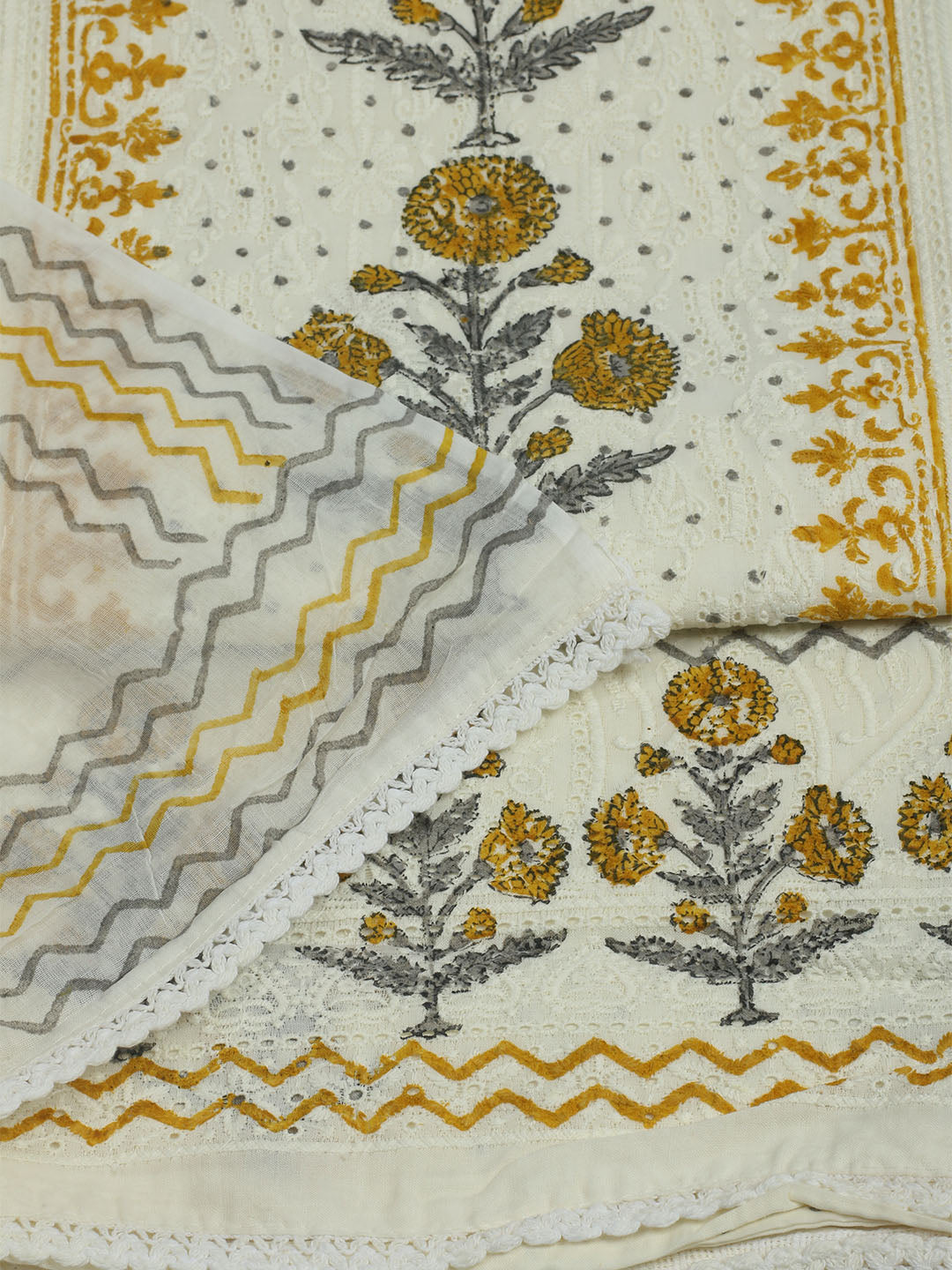 Embroidered Chanderi Unstitched Suit With Pant &amp; Dupatta