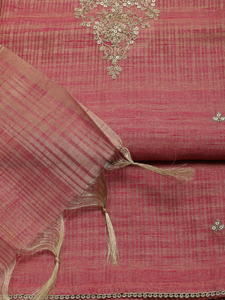 Embroidered Organza Unstitched Suit With Dupatta