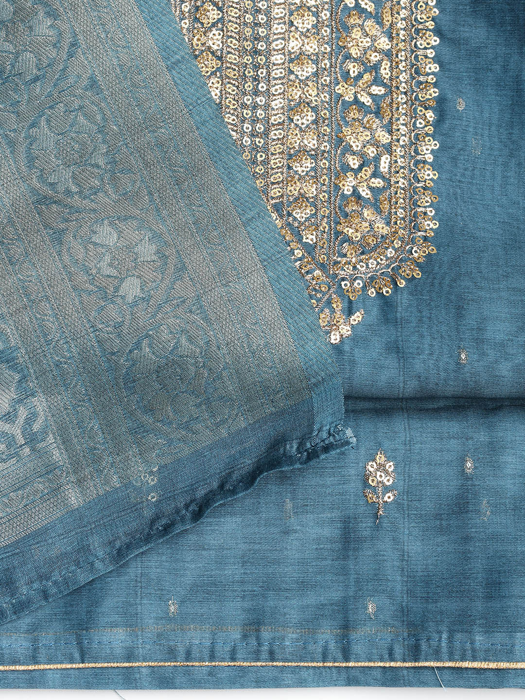 Sequence Work Chanderi Unstitched Suit With Dupatta