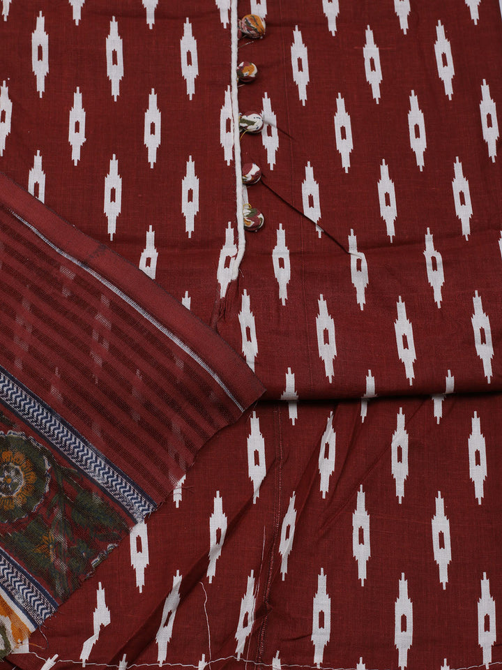 Printed Cotton Blend Unstitched Suit With Dupatta