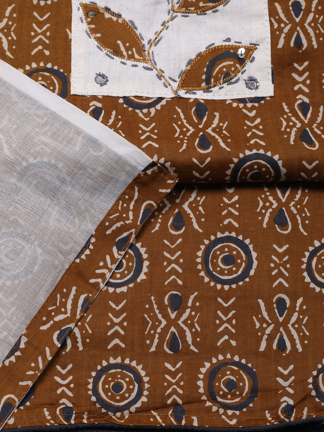 Printed Cotton Blend Unstitched Suit With Pant &amp; Dupatta