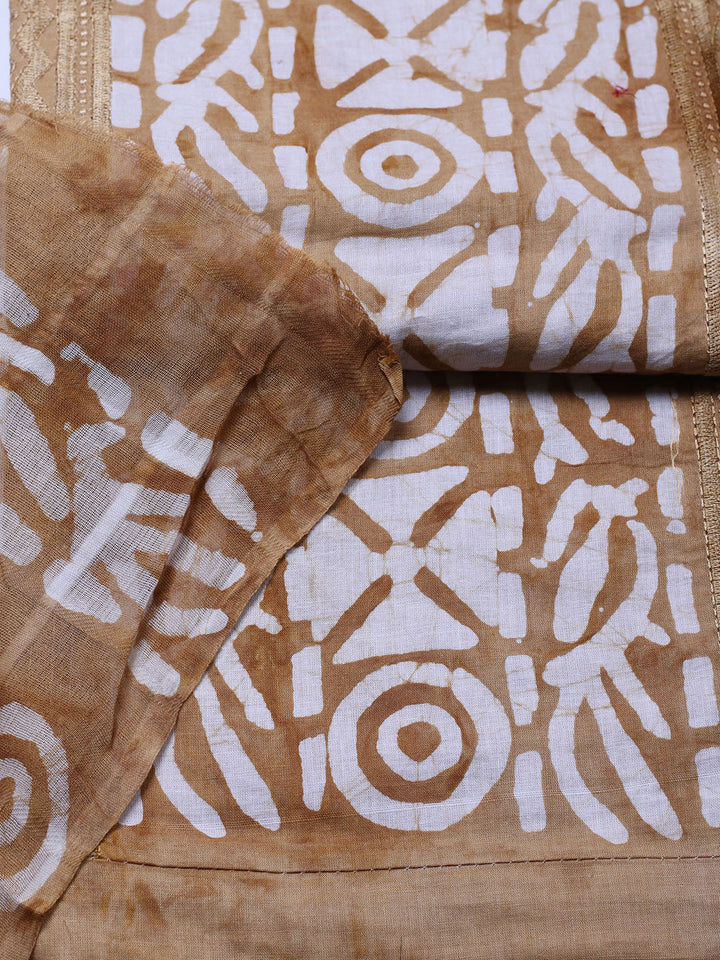 Printed Cotton Blend Unstitched Suit With Pant &amp; Dupatta