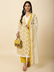 Printed Cotton Suit Set With Dupatta