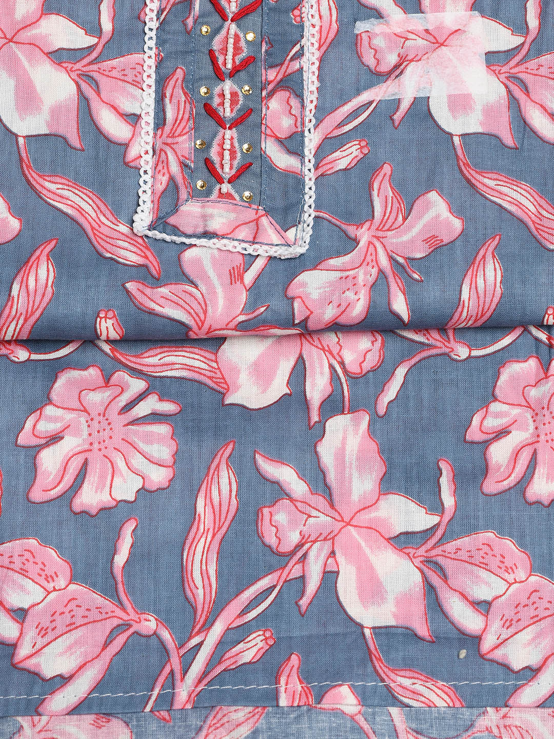 Printed Cotton Blend Unstitched Suit With Dupatta