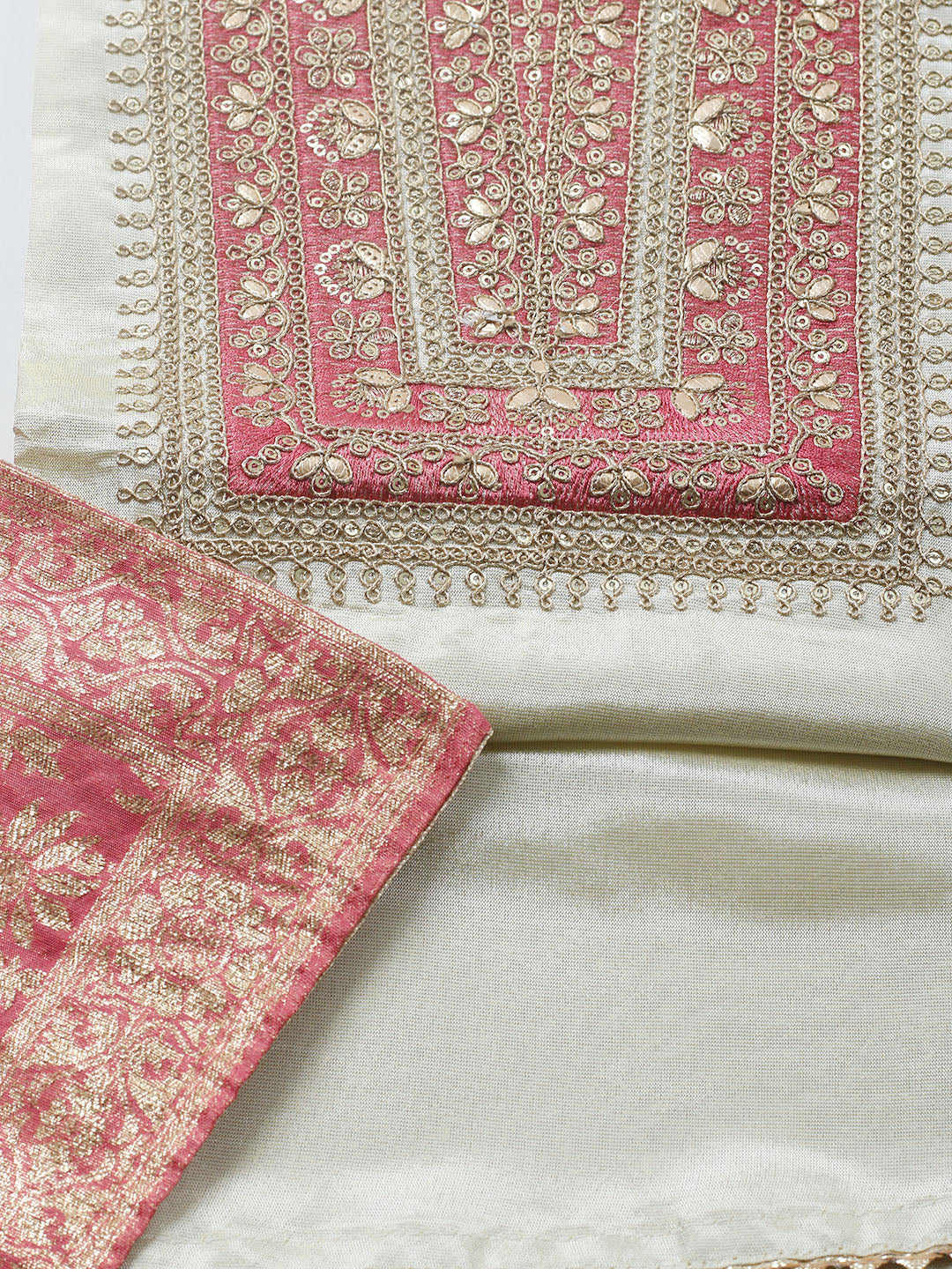 Embroidered Tissue Unstitched Suit With Pant &amp; Dupatta