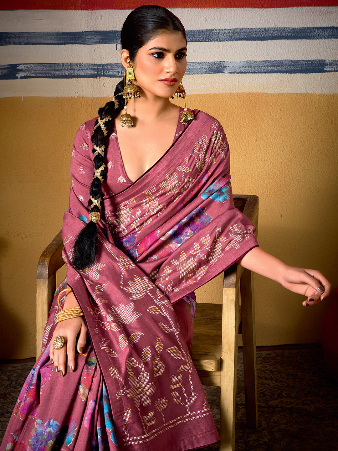 Digital Floral Printed Art Silk Saree