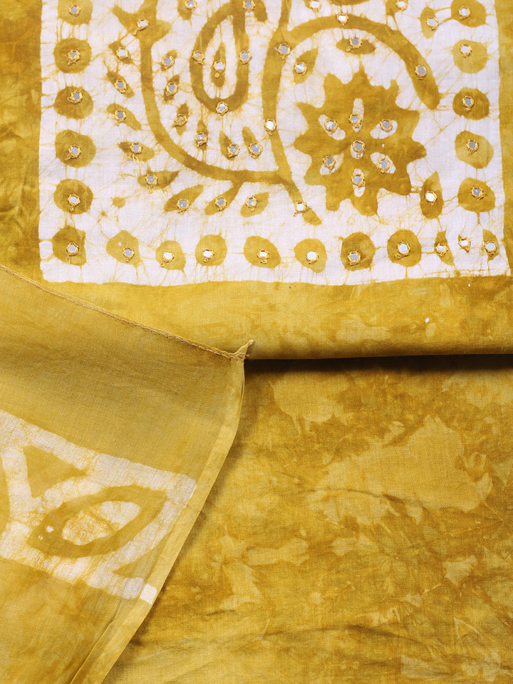 Embroidered Cotton Blend Unstitched Suit With Pant &amp; Dupatta