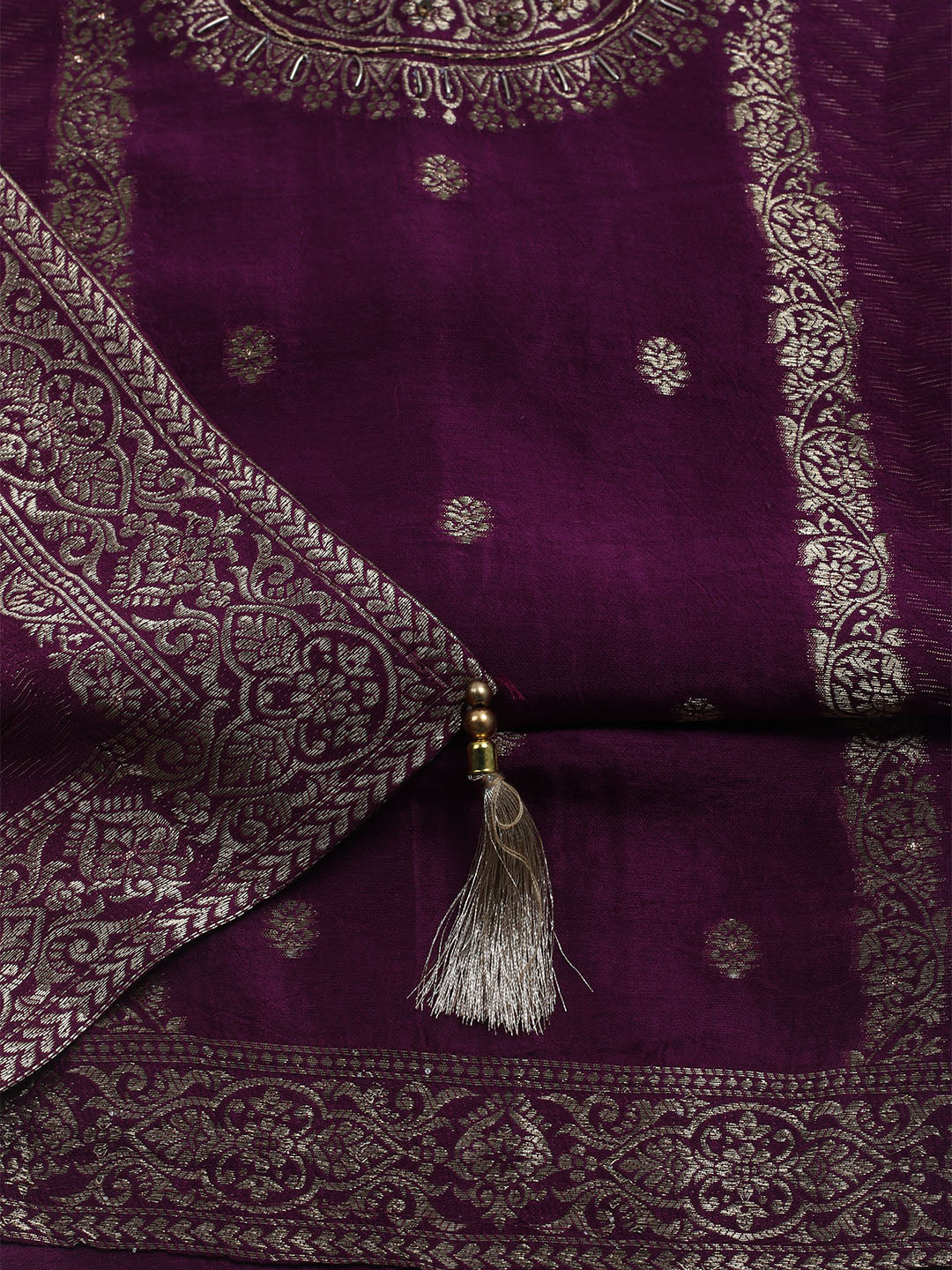 Woven Design Chanderi Unstitched Suit With Dupatta
