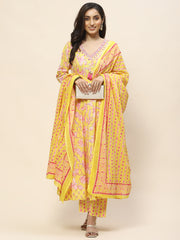 Printed Cotton Suit Set With Dupatta