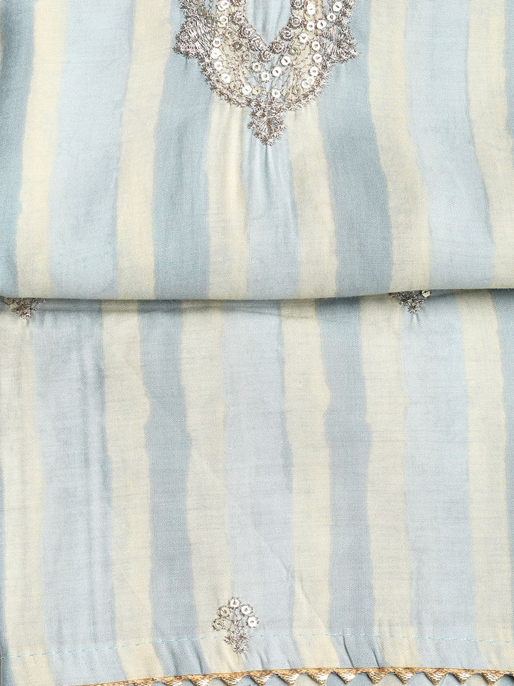 Sequence Work Chanderi Unstitched Suit With Dupatta