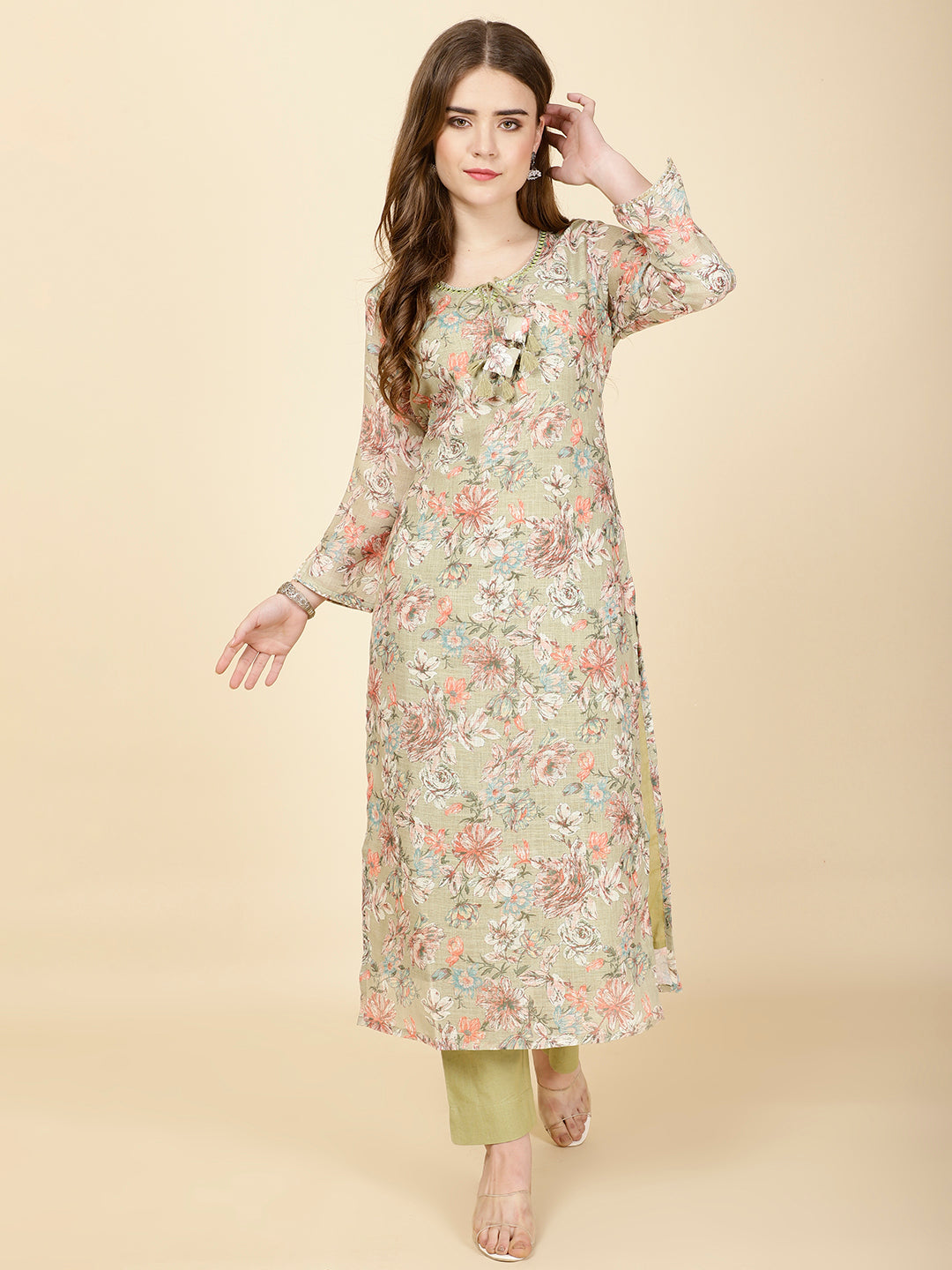 Floral Printed Cotton Kurta Set