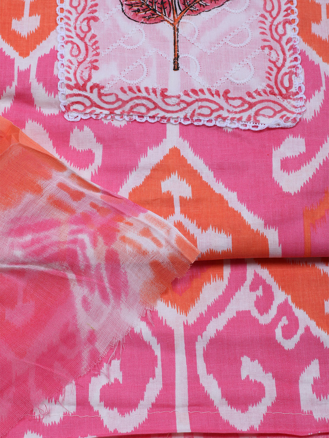 Printed Cotton Blend Unstitched Suit With Dupatta