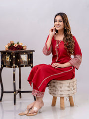 Neck Patti Cotton Kurta With Pants