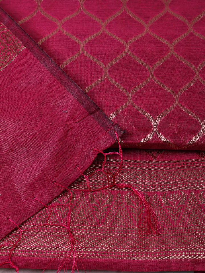 Woven Design Chanderi Unstitched Suit With Pant &amp; Dupatta