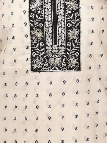 Neck Embroidered Cotton Blend Unstitched Suit With Dupatta