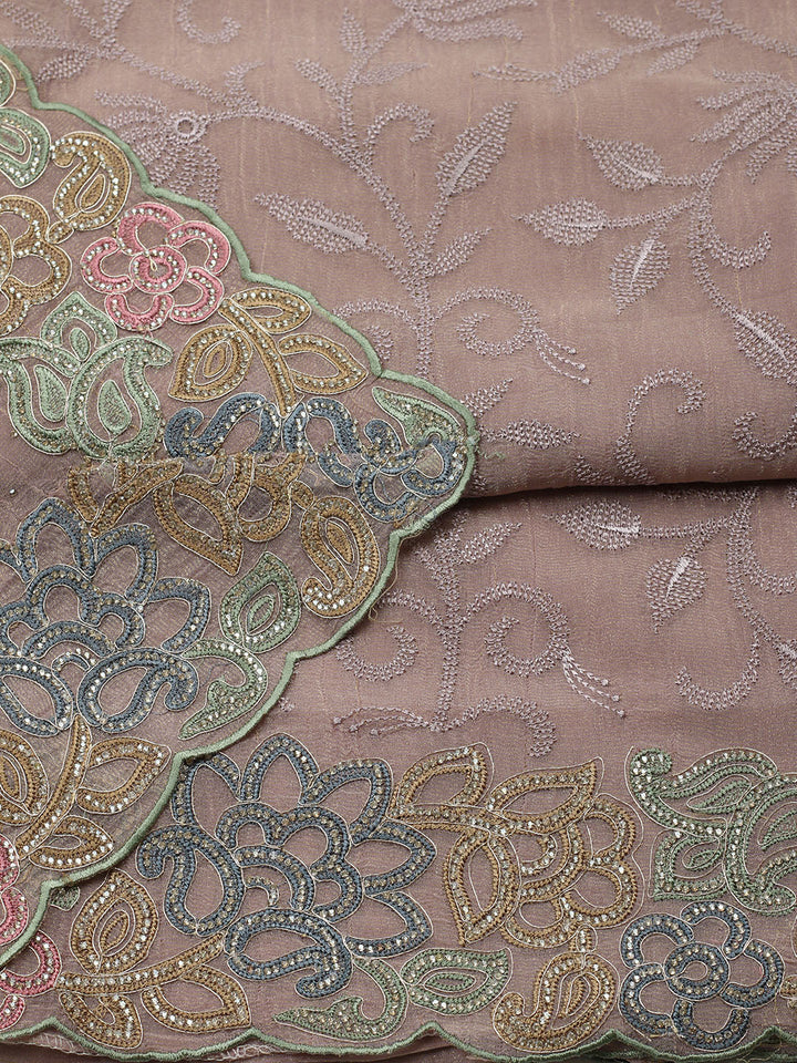 Embroidered Tissue Unstitched Suit With Pant &amp; Dupatta