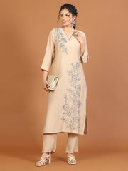 Resham Embroidered Chanderi Kurta With Pants