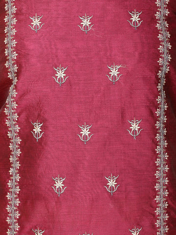 Panel Embroidery Chanderi Unstitched Suit Piece With Dupatta