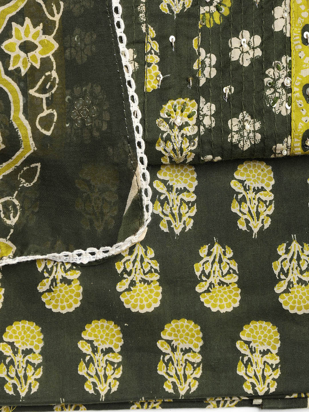 Printed Cotton Blend Unstitched Suit With Dupatta