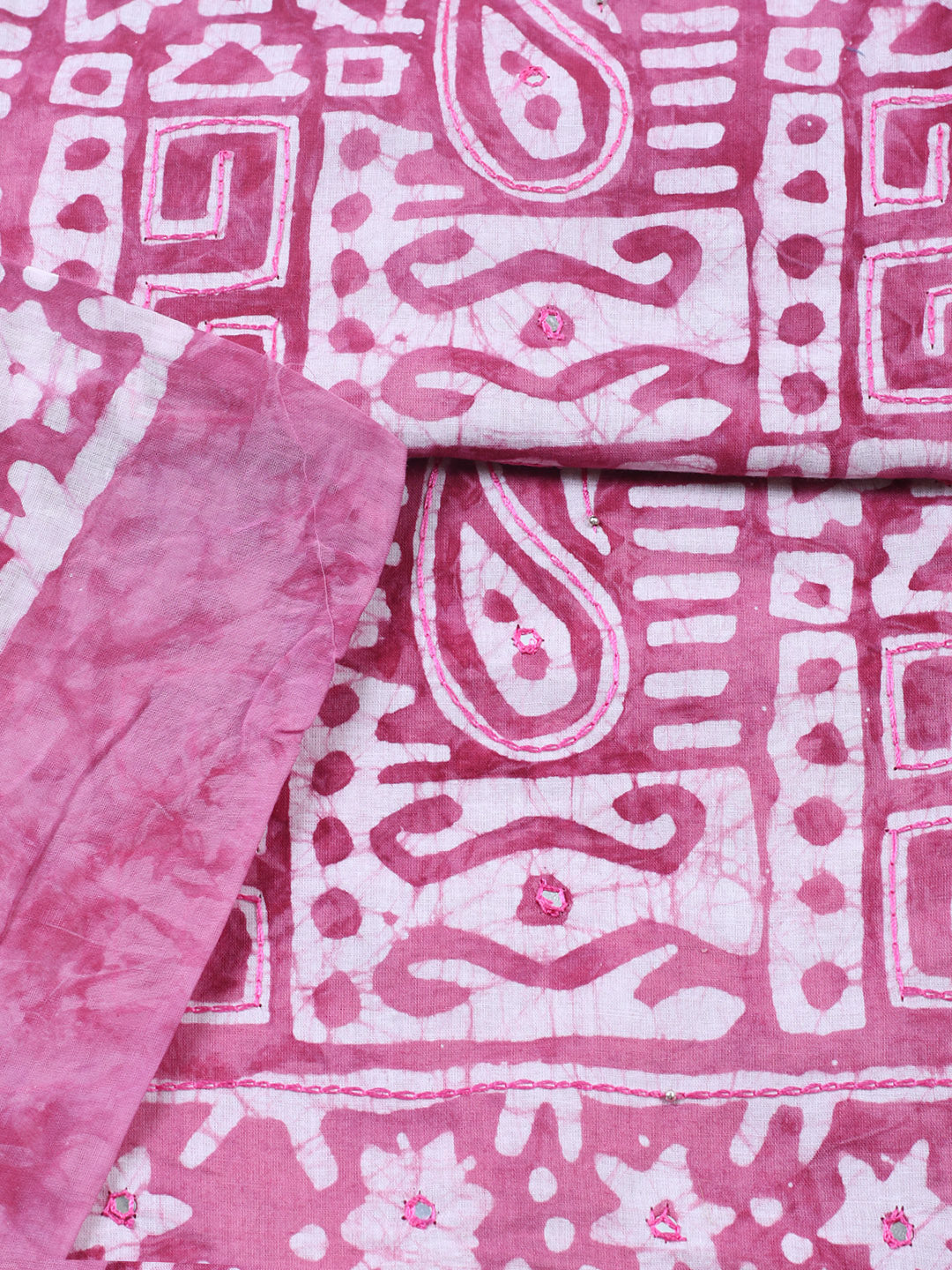 Embroidered Cotton Blend Unstitched Suit With Pant &amp; Dupatta