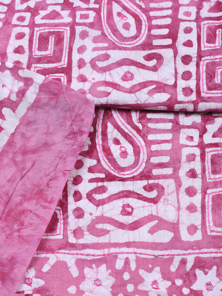 Embroidered Cotton Blend Unstitched Suit With Pant &amp; Dupatta