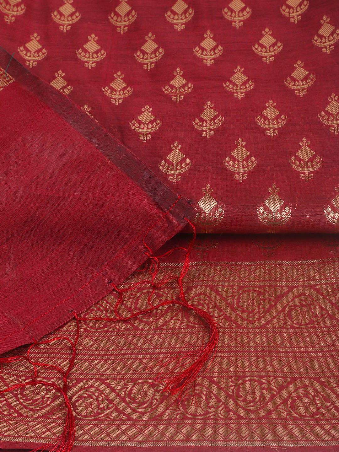 Woven Design Chanderi Unstitched Suit With Pant &amp; Dupatta