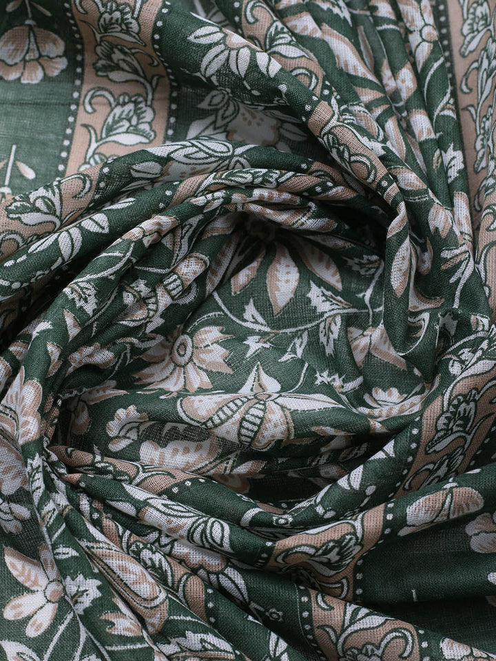 Printed Cotton Blend Unstitched Suit With Pant &amp; Dupatta