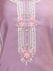 Neck Embroidered Chanderi Unstitched Suit Piece With Dupatta