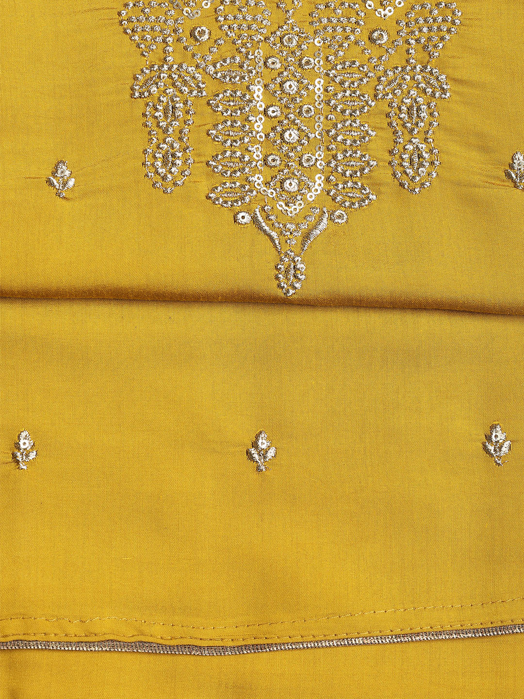 Neck Embroidered Chanderi Unstitched Suit With Dupatta