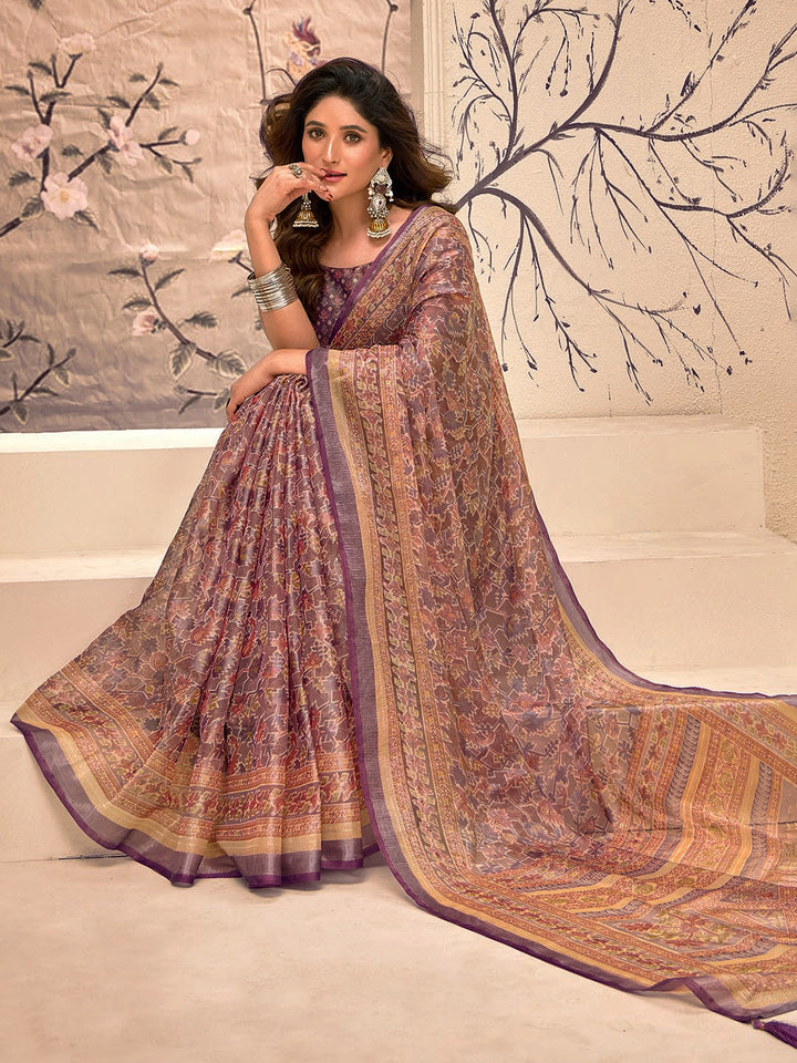 Abstract Printed Art Silk Saree