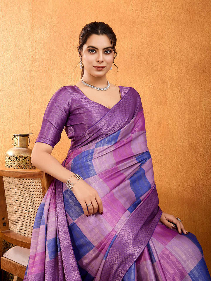 Block Printed Art Silk Saree