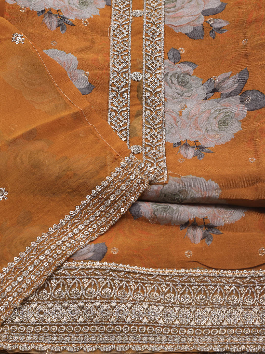 Printed Crepe Unstitched Suit With Dupatta