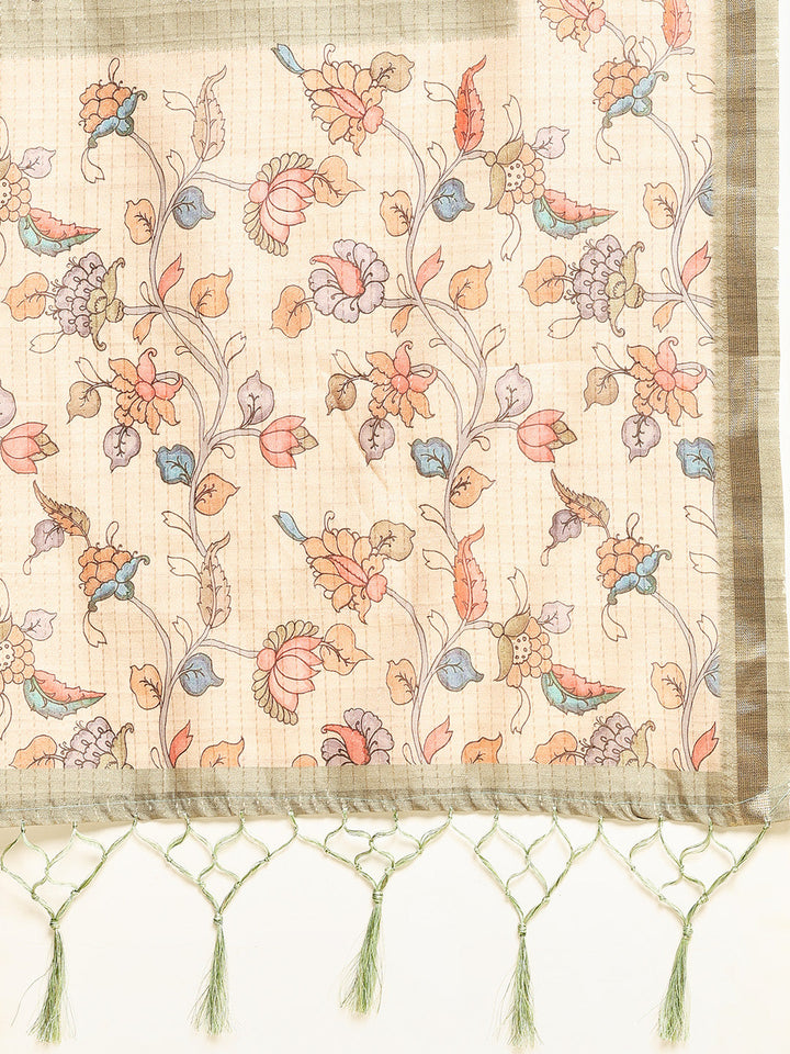 Floral Printed Tussar Saree