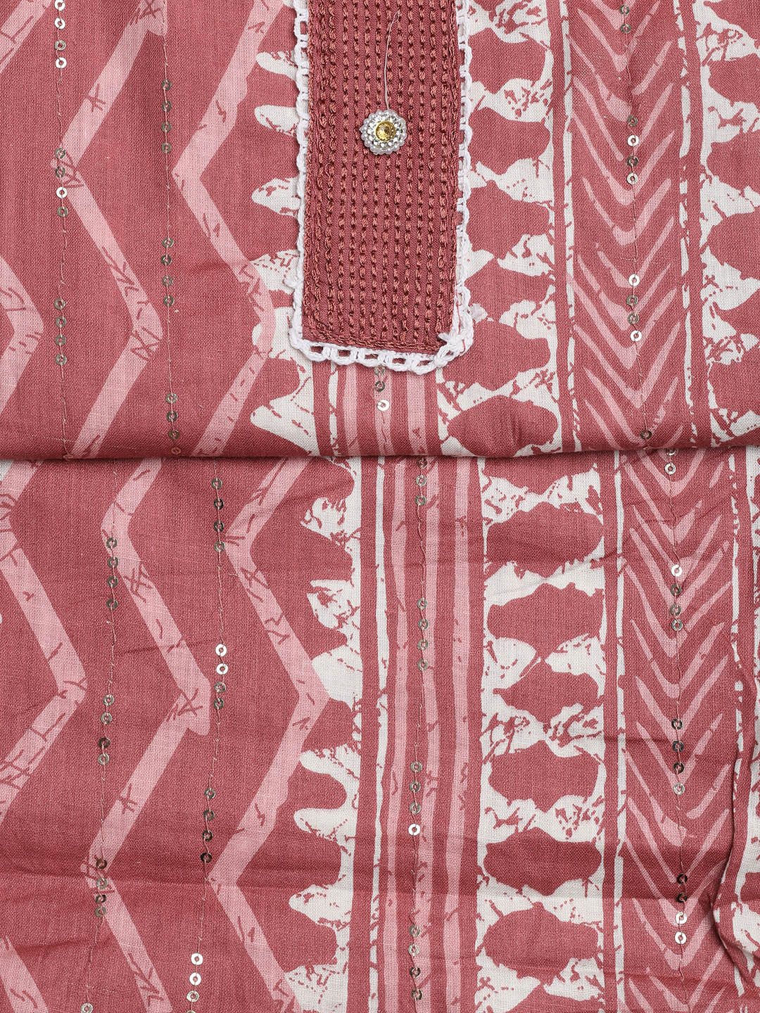 Printed Cotton Blend Unstitched Suit With Dupatta