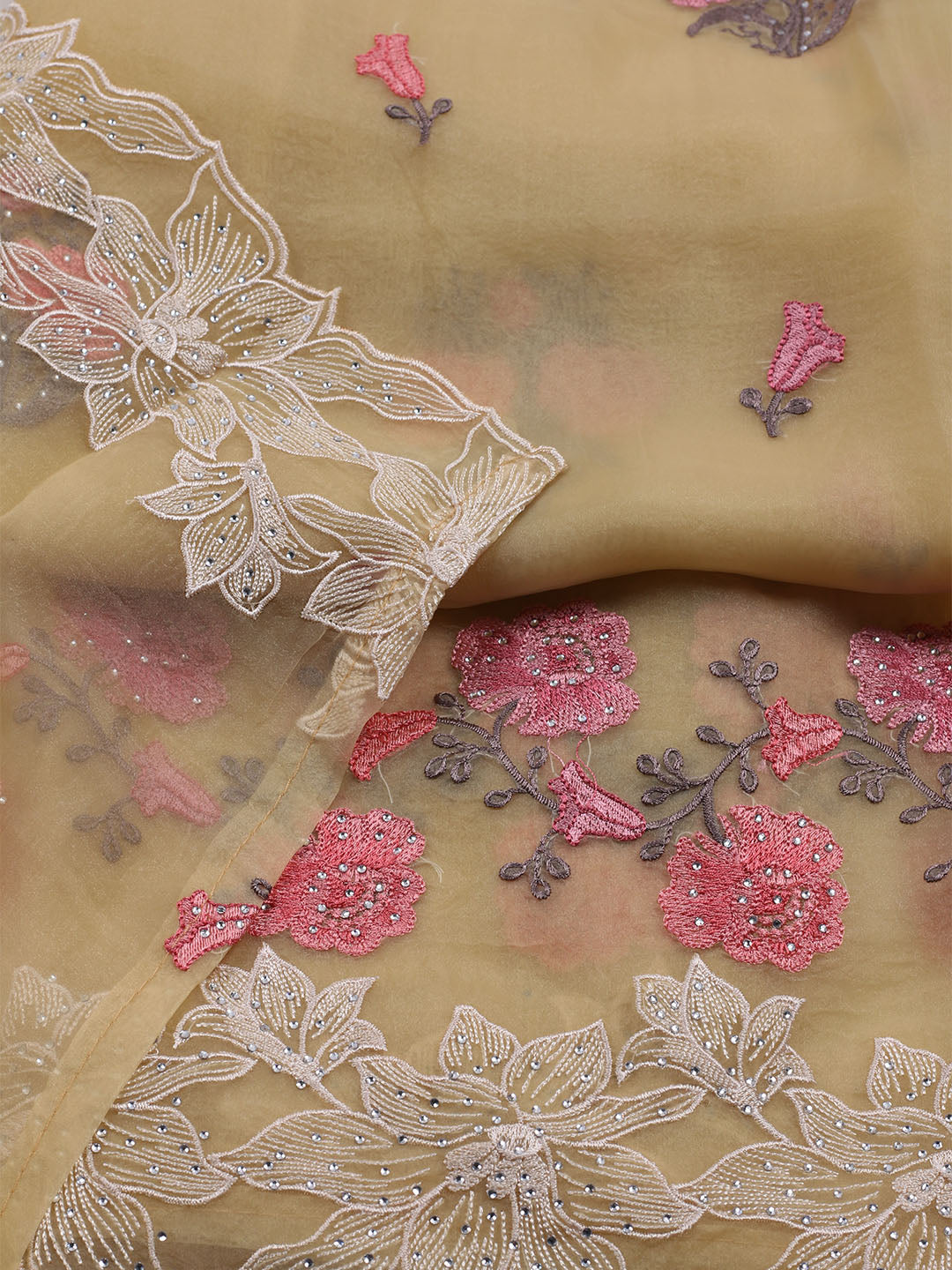 Embroidered Organza Unstitched Suit With Dupatta