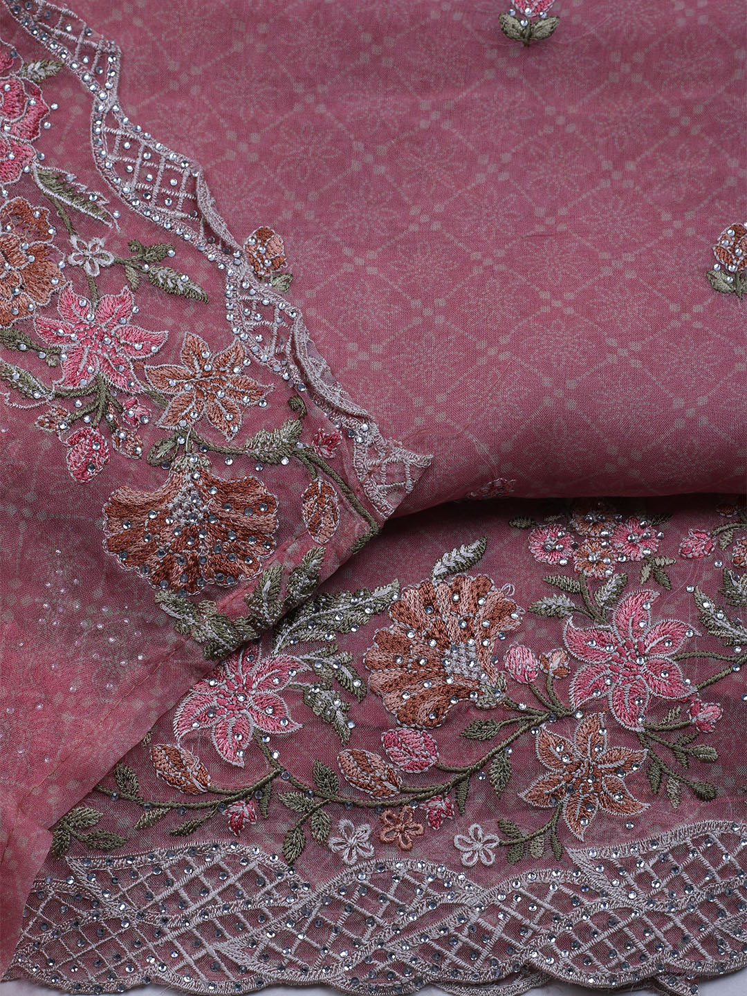 Embroidered Organza Unstitched Suit With Dupatta
