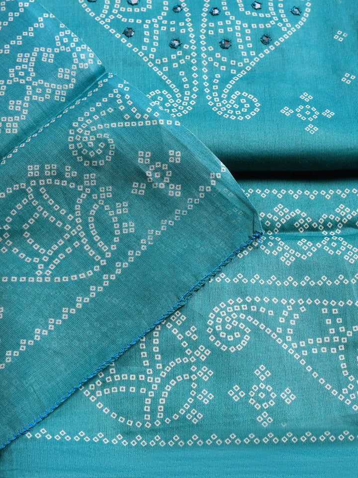 Printed Cotton Blend Unstitched Suit With Pant &amp; Dupatta