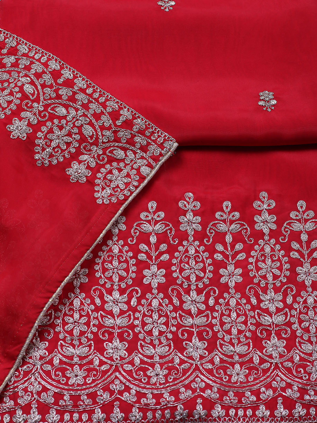 Woven Design Chanderi Unstitched Suit With Pant &amp; Dupatta