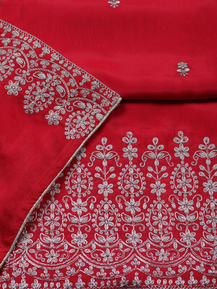 Woven Design Chanderi Unstitched Suit With Pant &amp; Dupatta