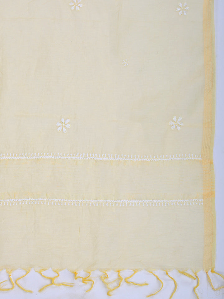 Embroidered Chanderi Suit Set With Dupatta