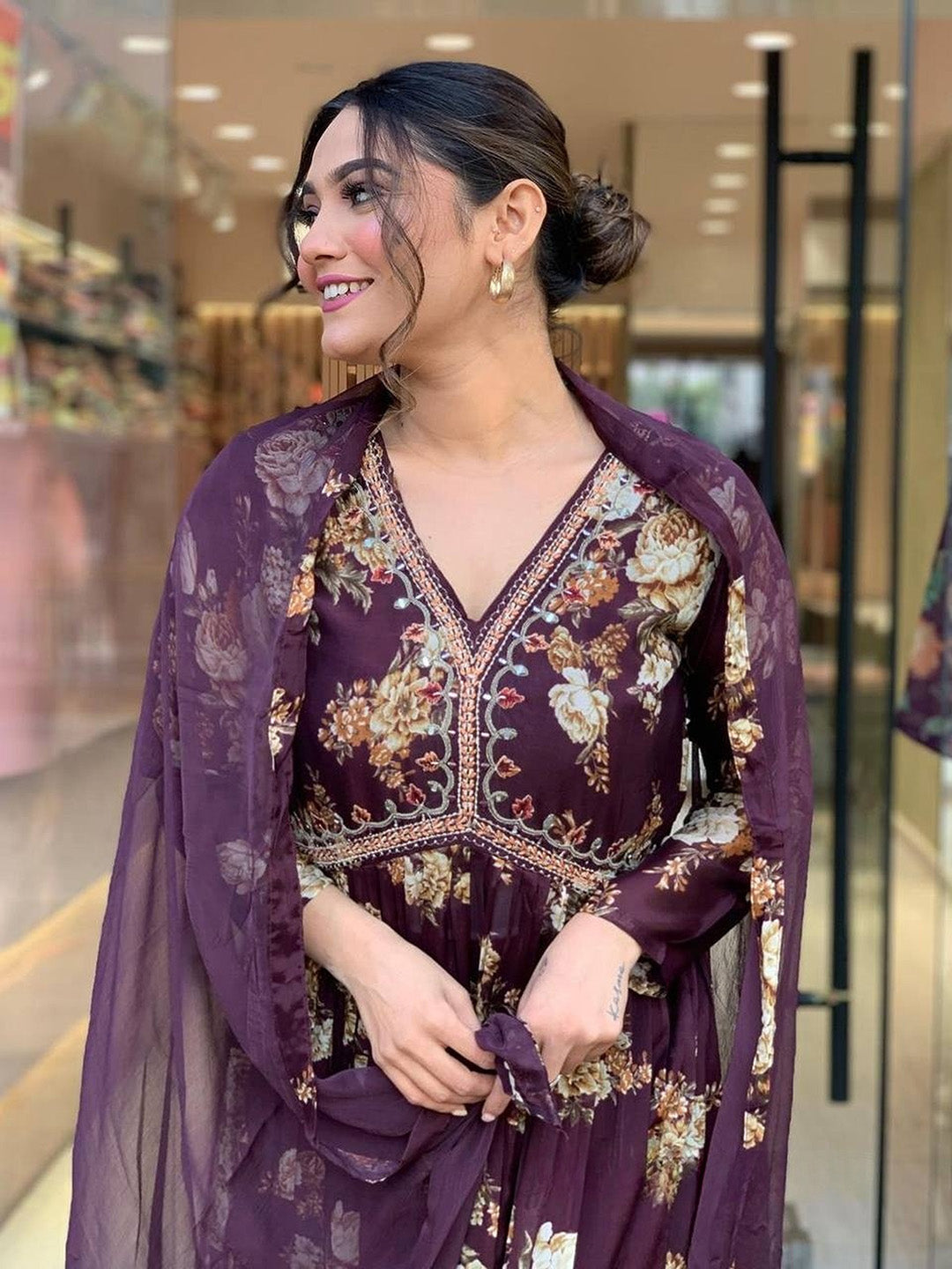 Neck Embroidery Cotton Blend Kurta With Pants &amp; Dupatta