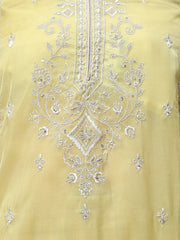 Neck Embroidered Organza Unstitched Suit Piece With Dupatta