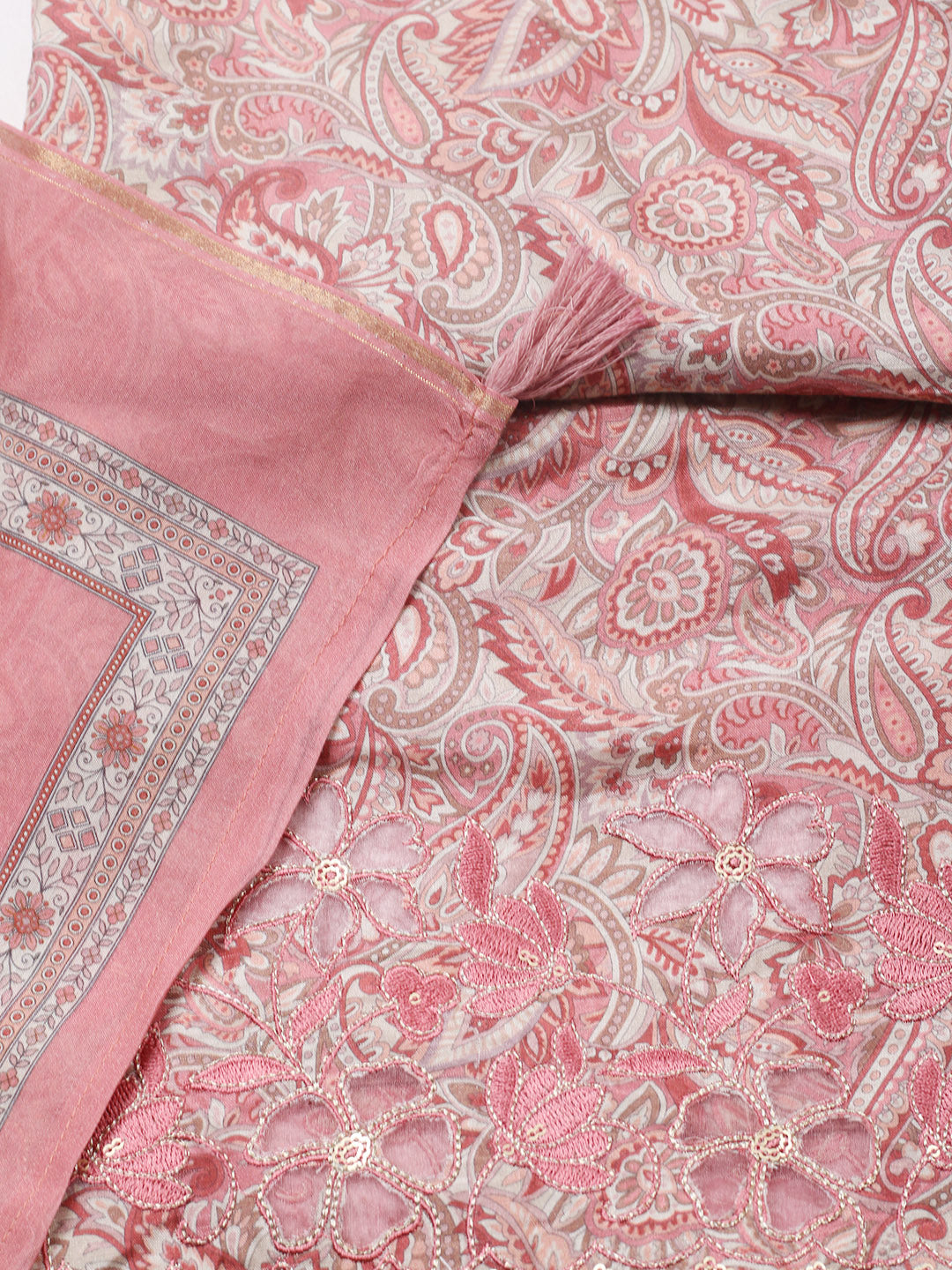 Embroidered Muslin Unstitched Suit With Pant &amp; Dupatta
