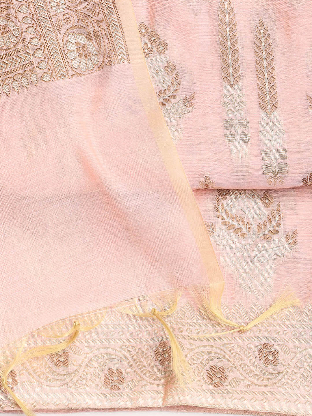 Woven Banarasi Chanderi Unstitched Suit With Dupatta